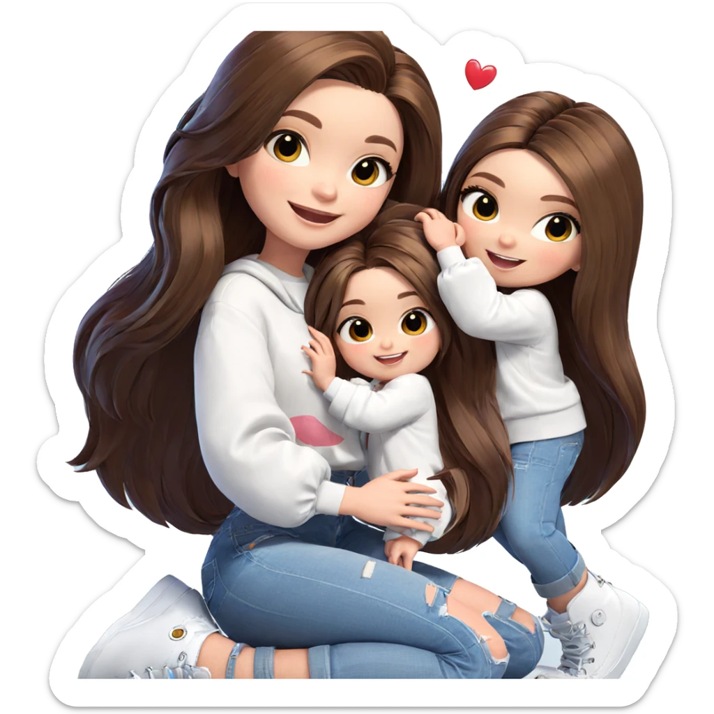charming chibi girls with smiles sticker
