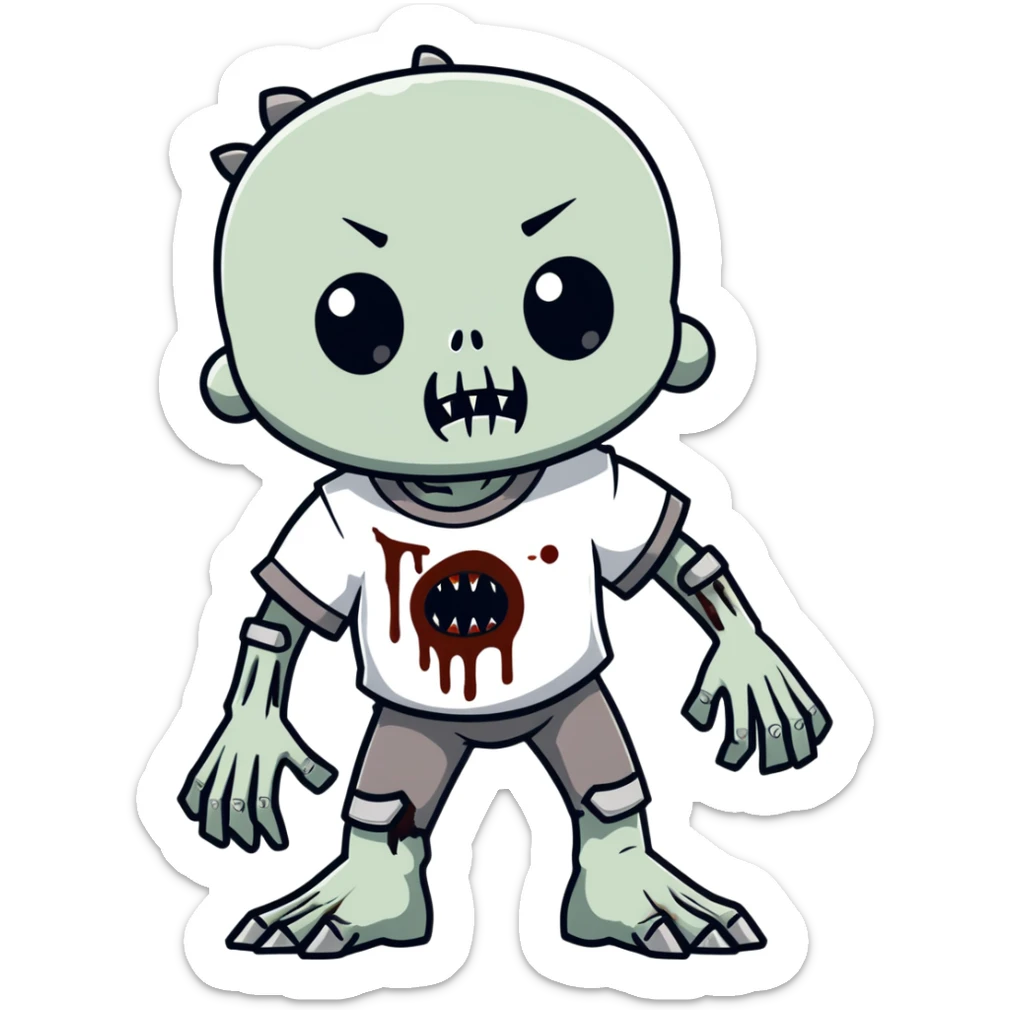 Super idol as hostile SCP-096 zombie with very small almost camouflaged pupils facing down and the upper face is grayish white and whitish gray while the lower jaw and rest of the body including hand and arm is just grayish black and the background is pitch black sticker