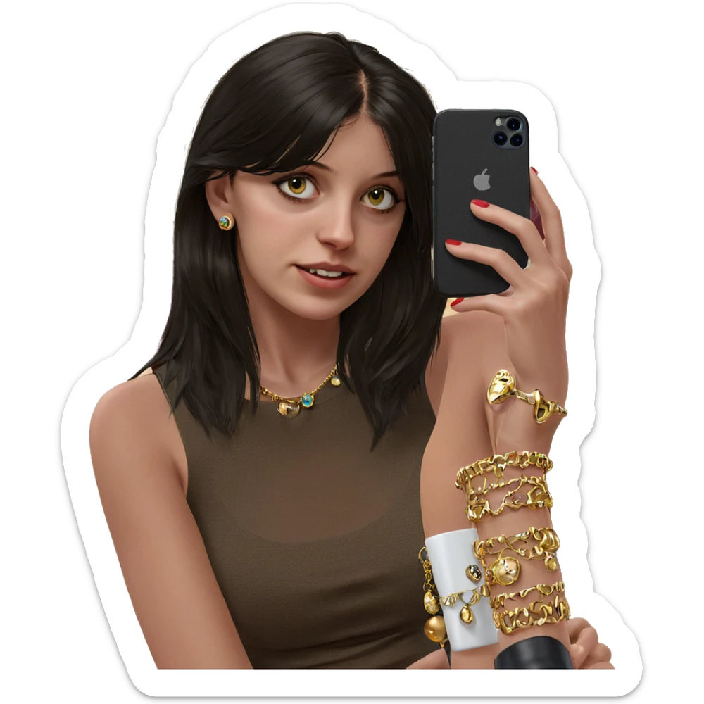 girl taking jewelry selfie sticker
