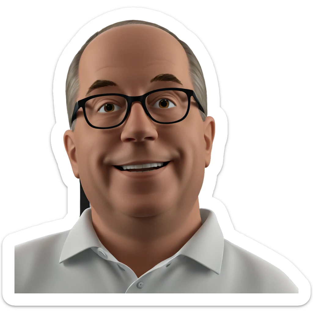 bald boy with glasses smile sticker