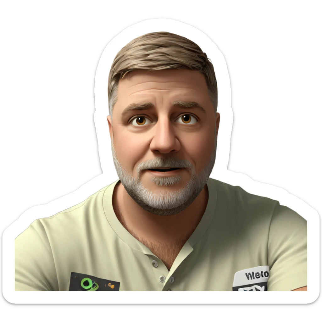 indoor male portrait with beard sticker