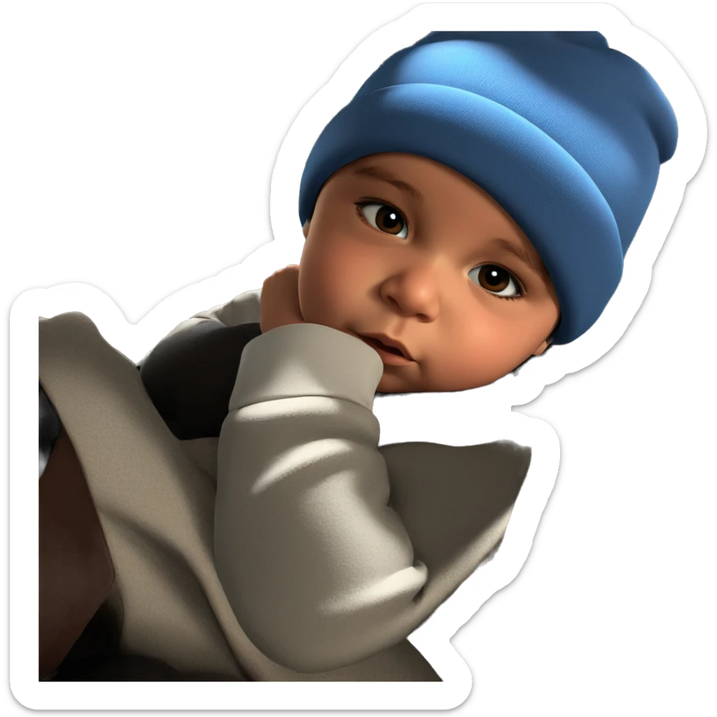 boy in blue hat gazing sticker