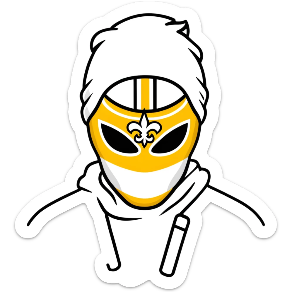 Louisiana themed ski mask with New Orleans Saints black and gold colors sticker