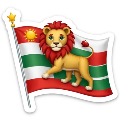 A flag with Lion & sun & green , withe & red color in the background of flag sticker