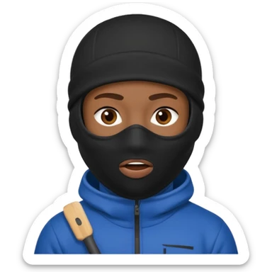 A black male in a ski mask sticker