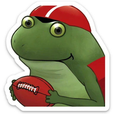 wearing a red football helmet sticker