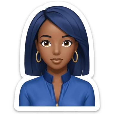 Kelly Rowland from Destiny's Child with jet black hair, indigo outfit sticker