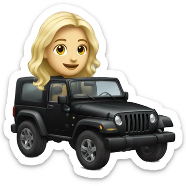 blonde girl driving black jeep sticker