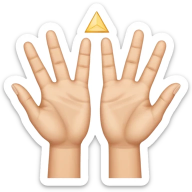 Similar to the heart hands emoji, this emoji should show a triangle created by the fingers of the hands where the two thumbs form the first side of the triangle and the remaining four fingers of each hand create one side each sticker