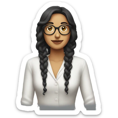 chica morena con rulos y lentes  sticker