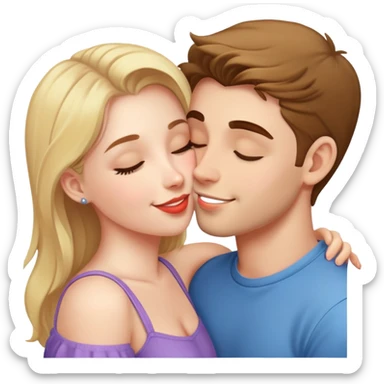 A girl kissing her boy friend  sticker
