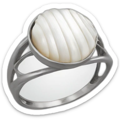 silver ring with white shell sticker