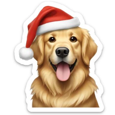 golden retriever w christmas hat sticker