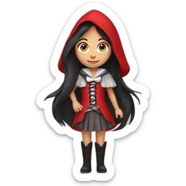 red-ridding-hood-girl-with-long-black-strait-hair-with-white-break sticker