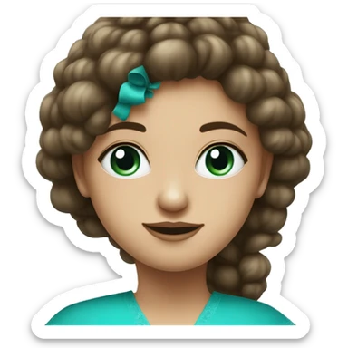 bal avec une fille blanche en robe bleu turquoise yeux vert et cheveux lisse châtain foncé long  sticker