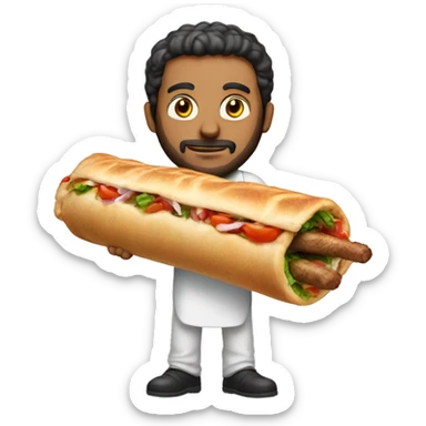 Small Lebanese man holding giant kebab  sticker