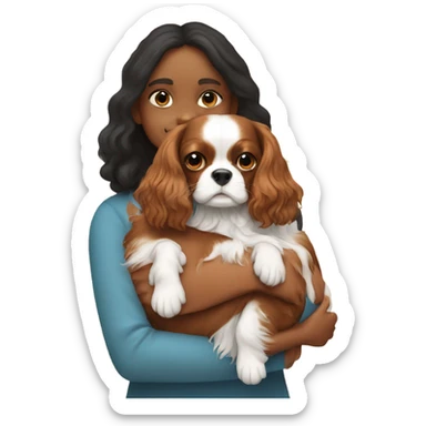 King Charles cavalier being held by a girl sticker