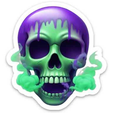 Skull with purple and green smoke sticker