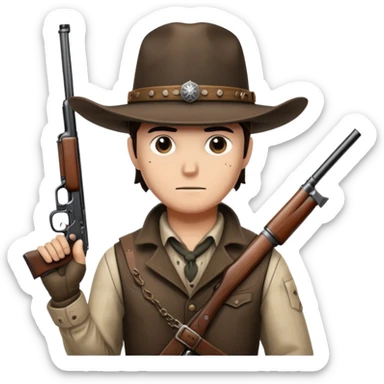 Hunter with cowboy hat and vintage rifle from Hunt Showdown sticker