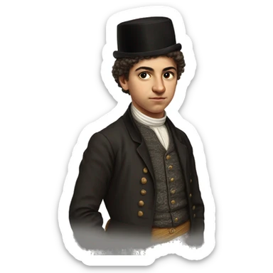 19th century Turkish teenager without a hat photorealistic serious sticker