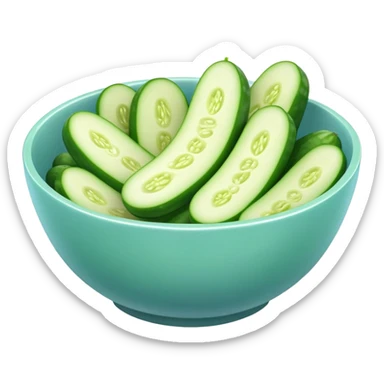 super realistic sliced cucumber in light blue bowl sticker