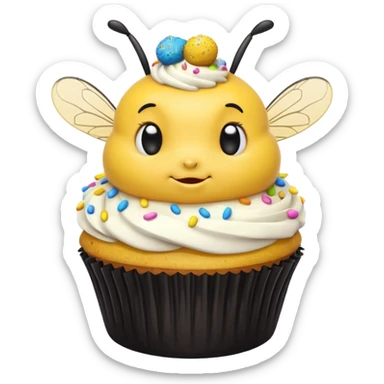 Embarrassed bee with cupcake sticker