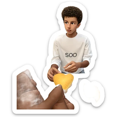 afro boy in white shirt sticker