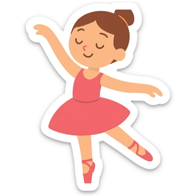 flat toon style ballerina girl, simple and colorful, no background sticker