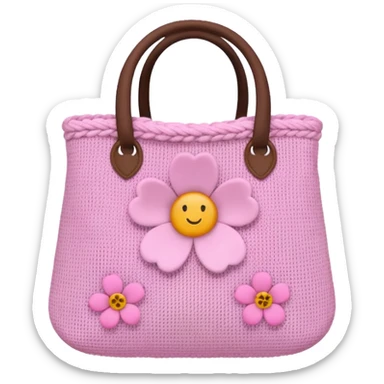 knitted bag pink flowers sticker