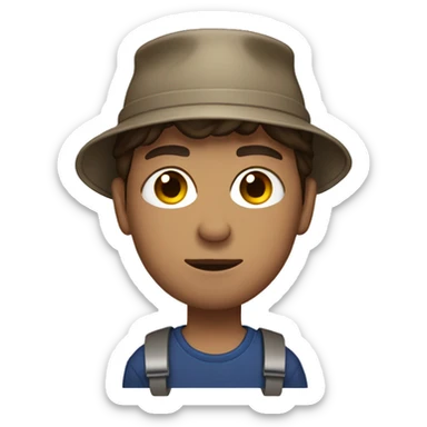 Brow haired male with a bucket hat and brown hair, he is also ukrainian sticker