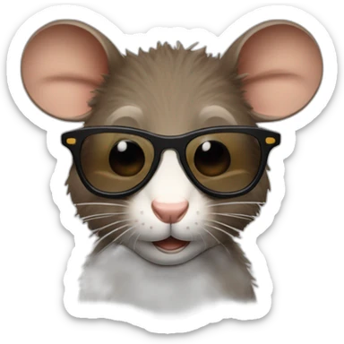 Un rat avec des lunettes et avec des cheveux bruns sticker