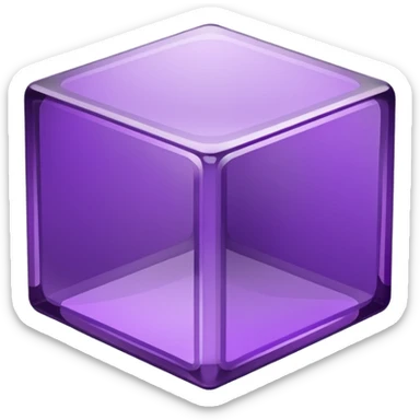 purple cube inside another glass cube isometric view sticker