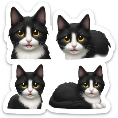 long haired tuxedo cat smiling sticker