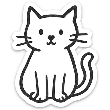 hand drawn black outline icon of a cat sticker