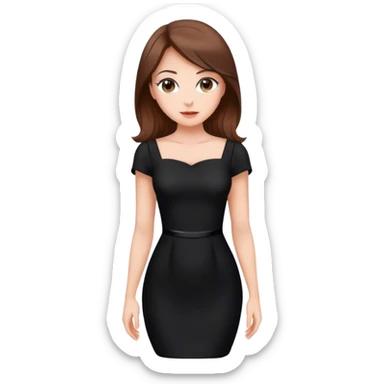 Beautiful woman,brown hair, in a nice black dress  sticker
