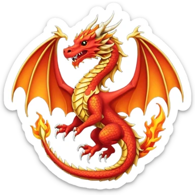 Simple fiery royal Dragon crest/brosch sticker