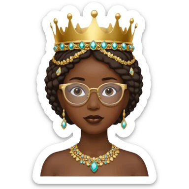 black queen with glassess and crown sticker