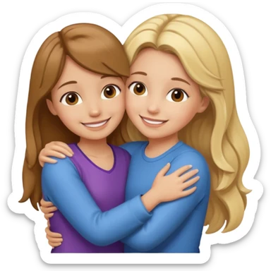 Girl blonde hugging a girl with brown hair  sticker