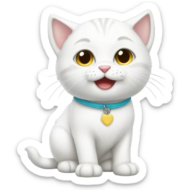 cute baby white cat sticker