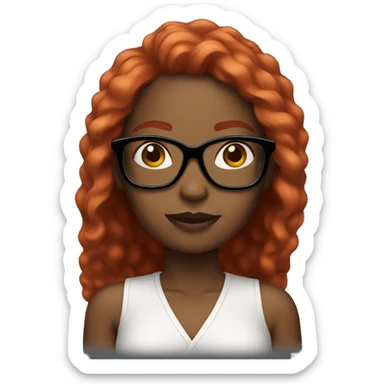 Black woman red hair black glasses sticker