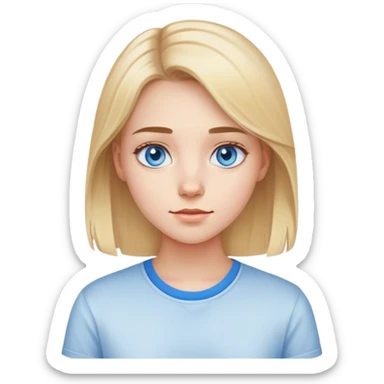 light gentle 20 year old girl in a shirt, light hair, blue eyes sticker