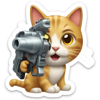 Cat with a ray gun sticker