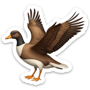 wild goose with black neck and brown wings, in flight sticker