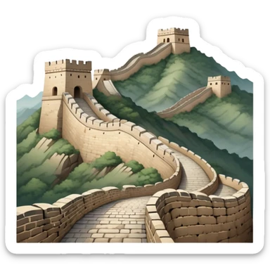 Great Wall of China with subdued earthy tones, not vibrant sticker