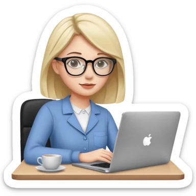 Young woman in front of laptop working from home sticker