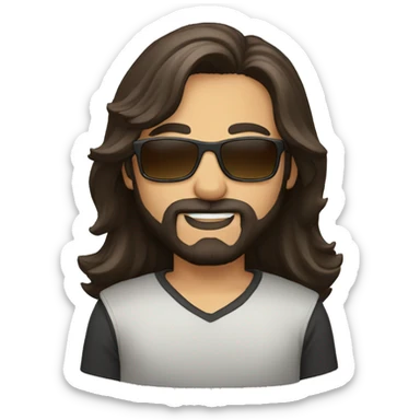 Darkbrown Long dutted hair, male, beard,sunglasses sticker