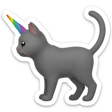 Cat with a rainbow unicorn horn sticker