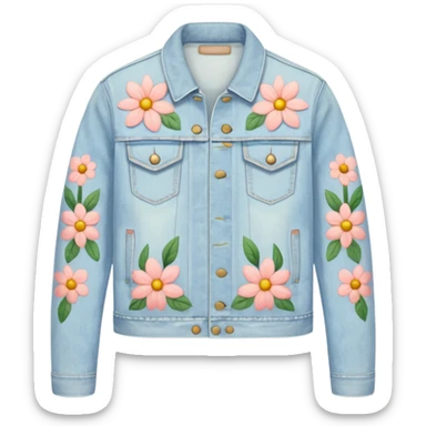light wash denim jacket with pastel flowers painted on sticker