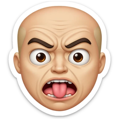Angry face with face with tongue out sticker