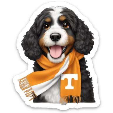 Bernedoodle with university of tennessee scarf sticker